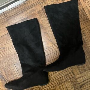 Black Suede High Boots